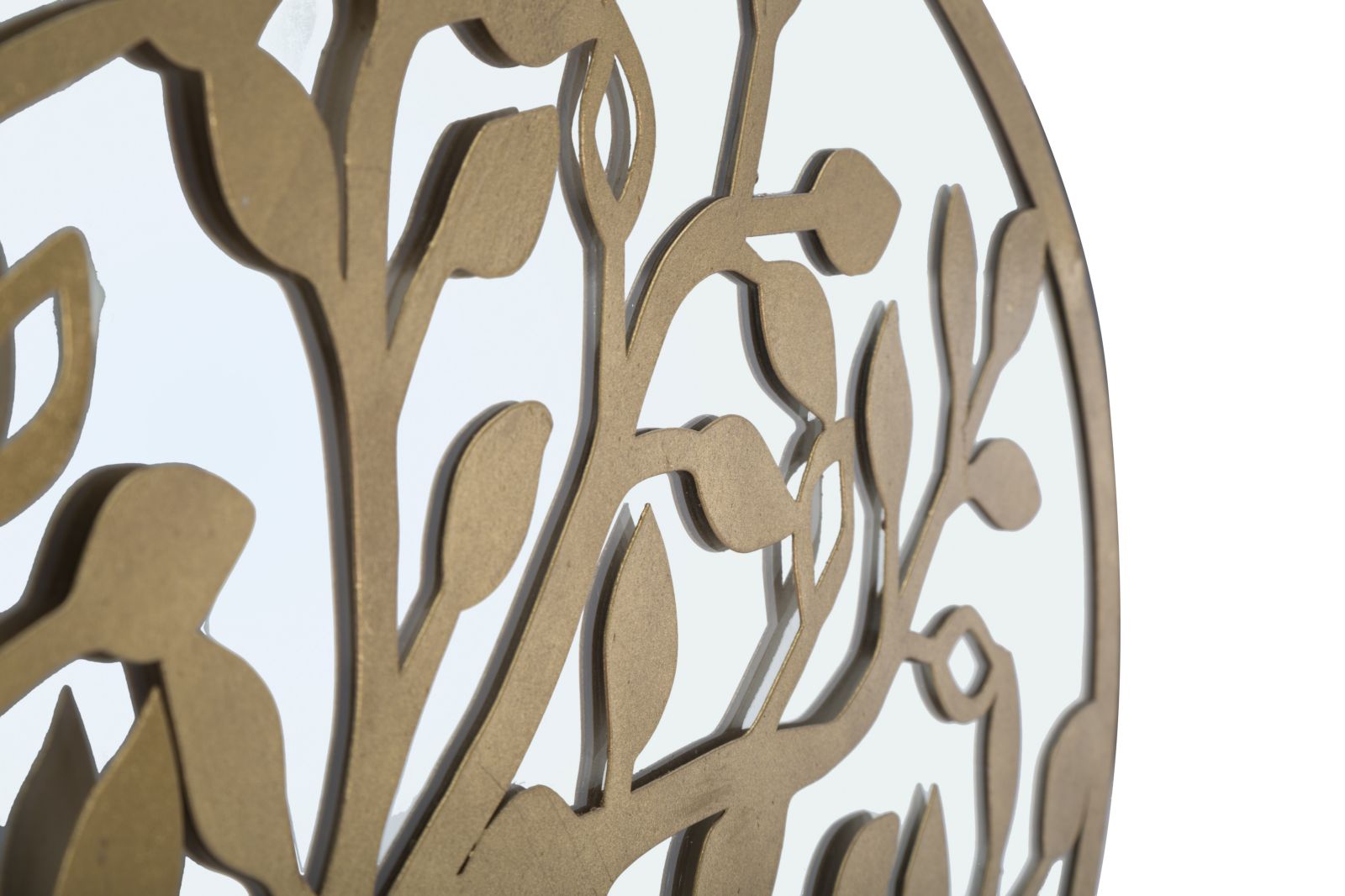 Pannello Albero della Vita Mirror 120x2x60 cm in Ferro MDF e Specchio Oro