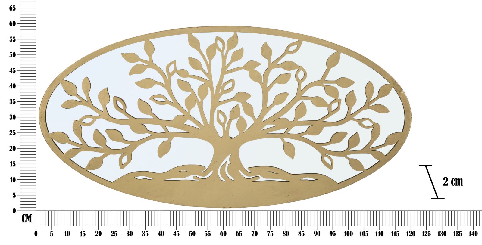 Pannello Albero della Vita Mirror 120x2x60 cm in Ferro MDF e Specchio Oro