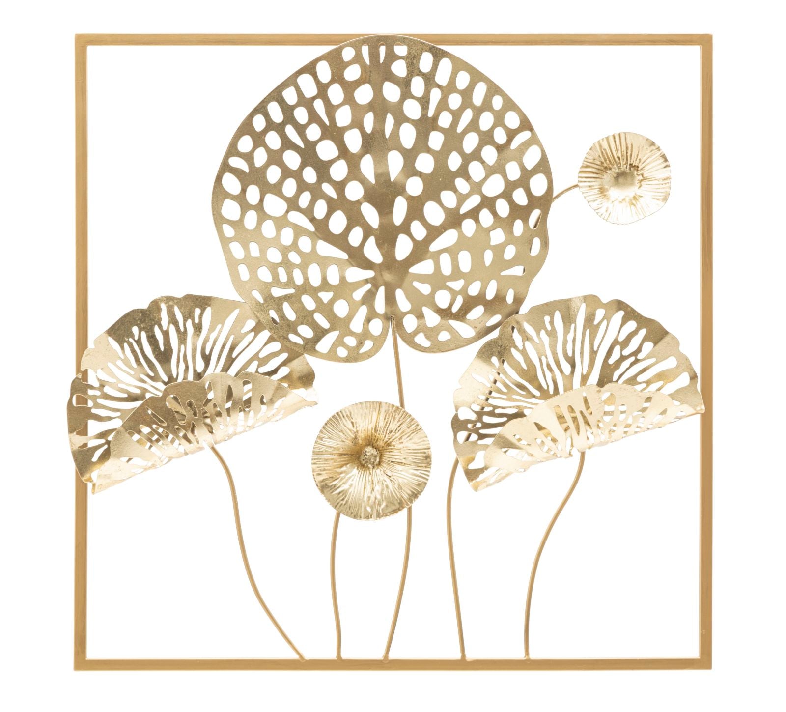 Pannello Gold Flowers 50x50 cm in Ferro