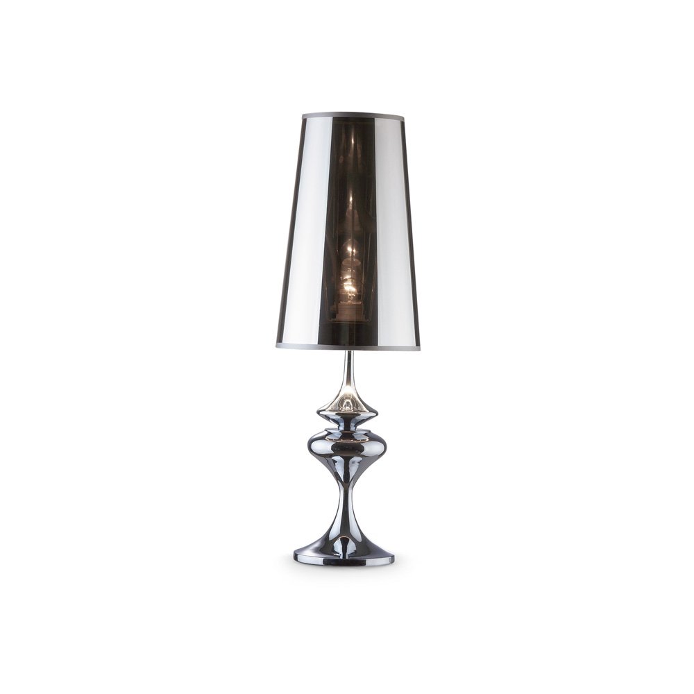 Lampada Da Scrivania-Ufficio Moderna Alfiere Metallo Cromo 1 Luce E27 68,5Cm