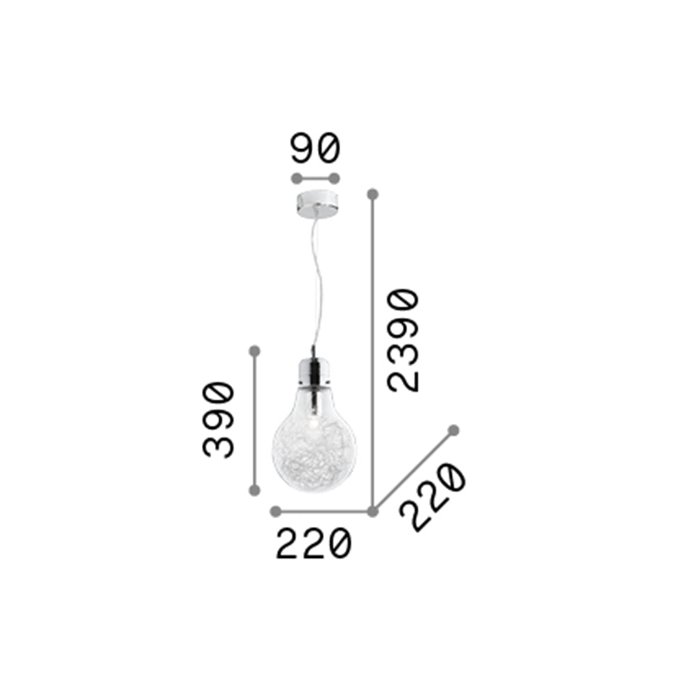 Sospensione Moderna Luce Metallo Trasparente 1 Luce E27 Small