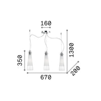 Sospensione Moderna Kuky Vetro Trasparente 3 Luci E27