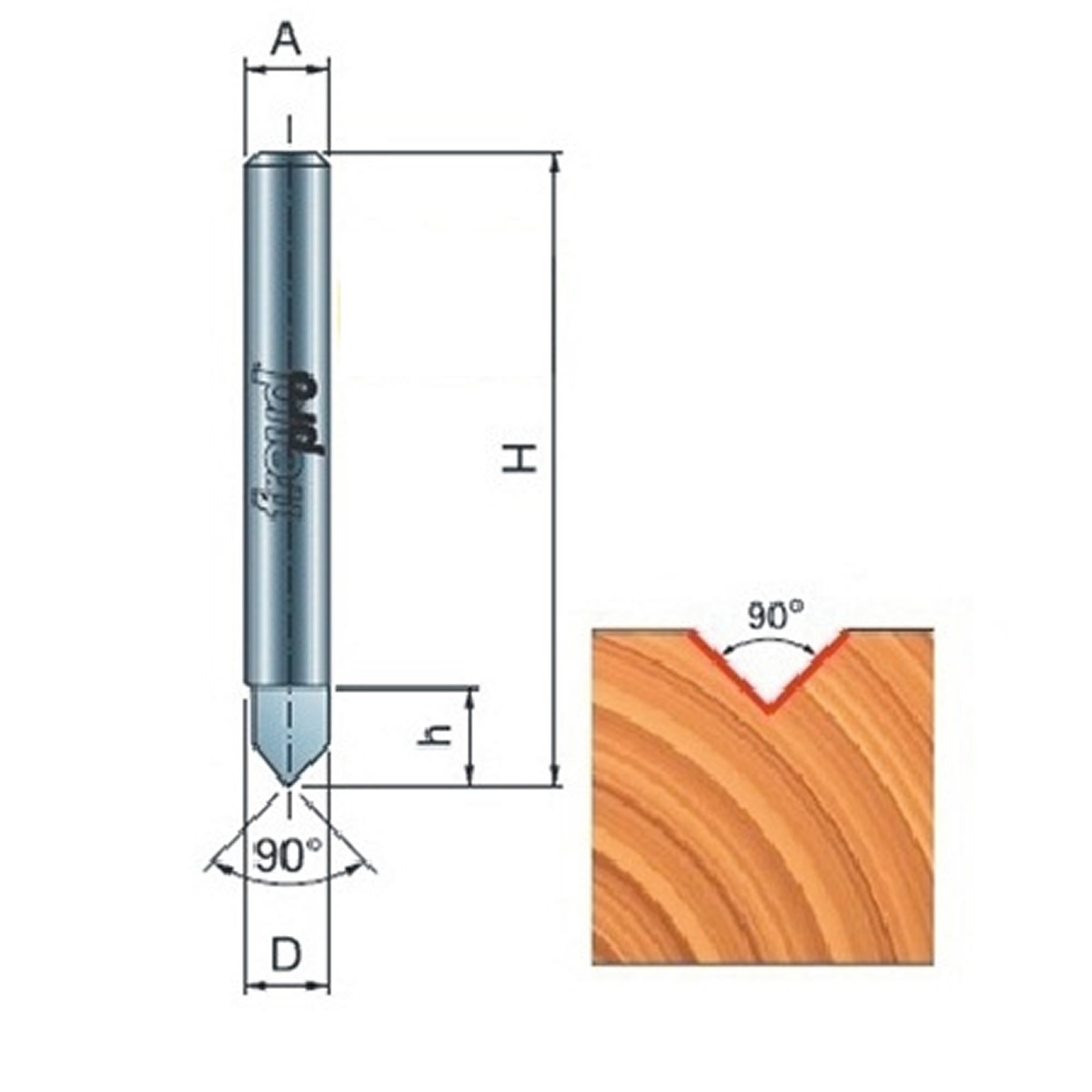 Fresa per intagli a v 6x6x38.1 90Â° freud 20-10006