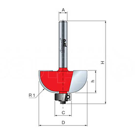 Fresa a raggio convesso 22.2x12.7x54.2 freud 30-10206