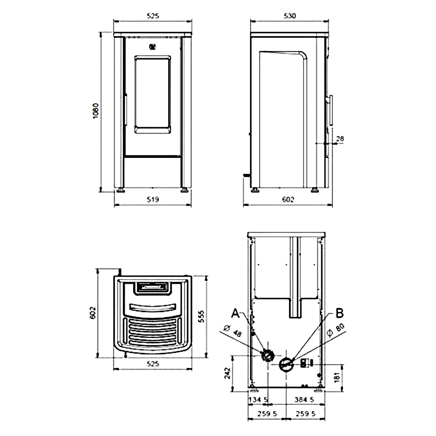 Stufa A Pellet Cuore Caldo Slim 8Kw