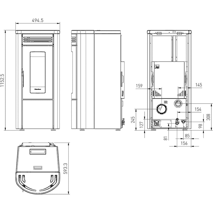 Extraflame Nordica Costanza Idro - Termostufa A Pellet Ventilata 17Kw