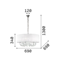 Sospensione Contemporanea Swan Corda Bianco 6 Luci E14