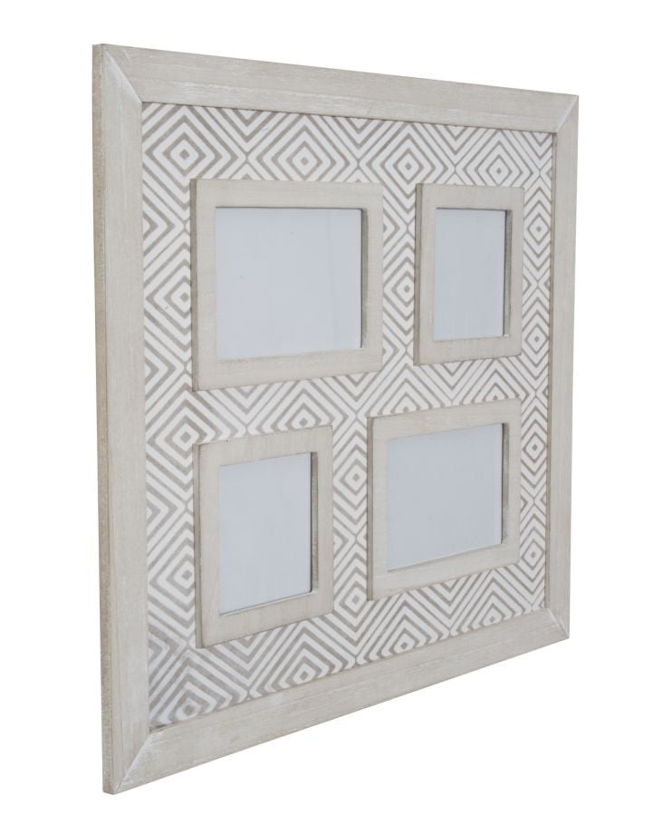 Cornice da Appendere Hypnos 46x4x41 cm MDF e Vetro Bianco e Grigio