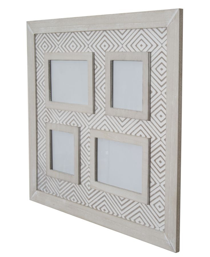 Cornice da Appendere Hypnos 46x4x41 cm MDF e Vetro Bianco e Grigio