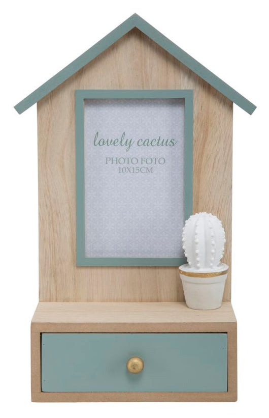 Cornice Cactus con Cassetto 20,5x8,5x31 cm MDF e Vetro Grigio