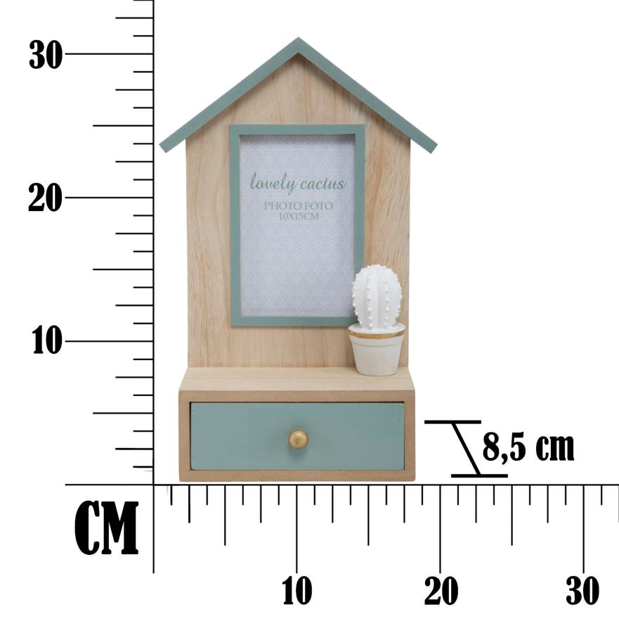 Cornice Cactus con Cassetto 20,5x8,5x31 cm MDF e Vetro Grigio