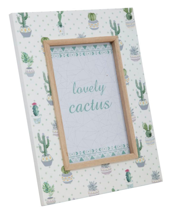 Cornice Cactus 22x1x27 cm MDF e Vetro Verde