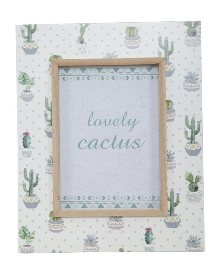 Cornice Cactus 22x1x27 cm MDF e Vetro Verde