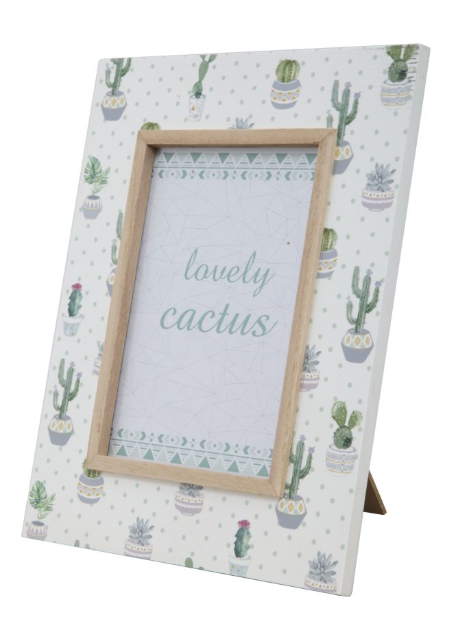 Cornice Cactus 22x1x27 cm MDF e Vetro Verde