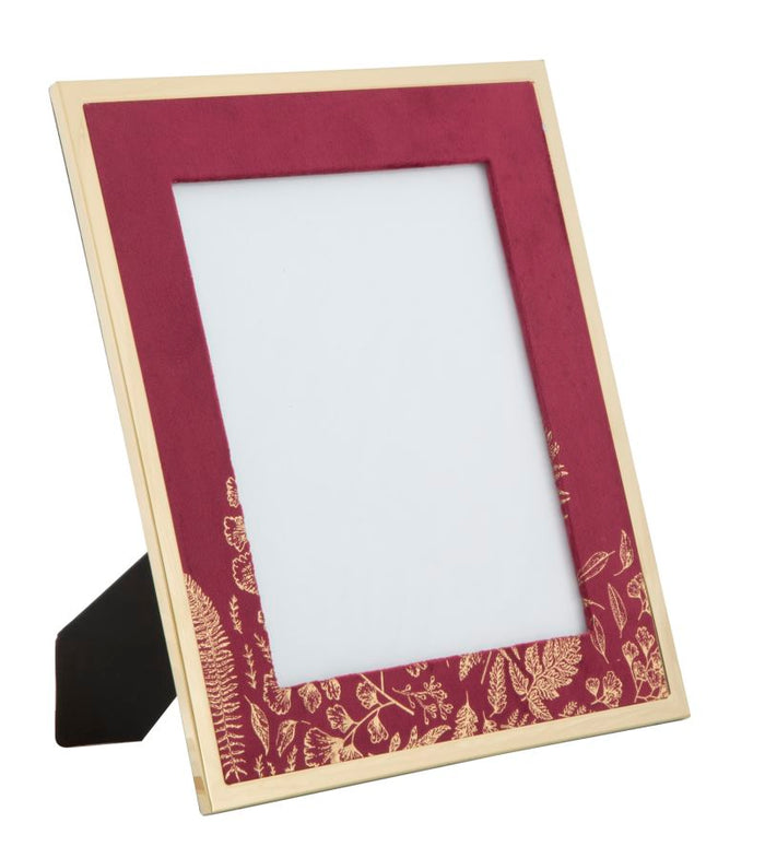 Cornice Glam 28x1,5x33,5cm in Ferro MDF e Vetro Bordeaux e Oro