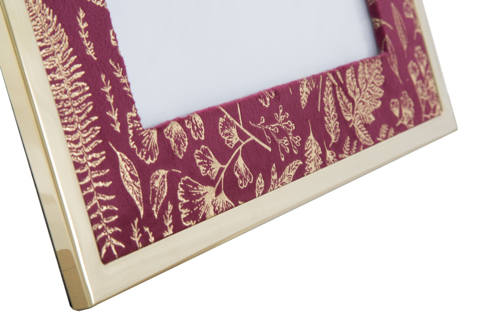 Cornice Glam 28x1,5x33,5cm in Ferro MDF e Vetro Bordeaux e Oro