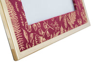 Cornice Glam 28x1,5x33,5cm in Ferro MDF e Vetro Bordeaux e Oro