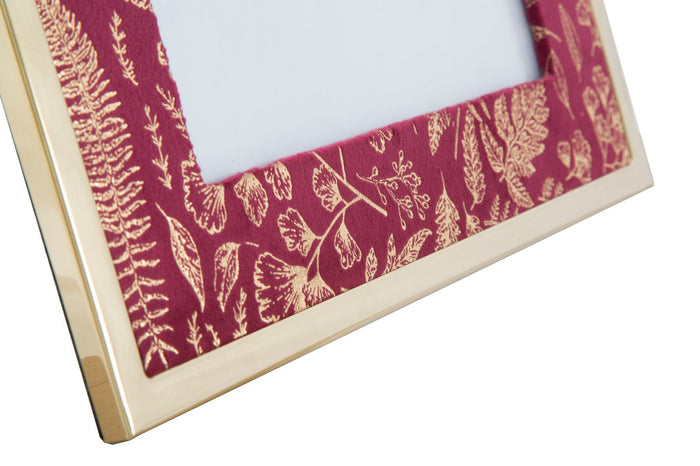 Cornice Glam 28x1,5x33,5cm in Ferro MDF e Vetro Bordeaux e Oro