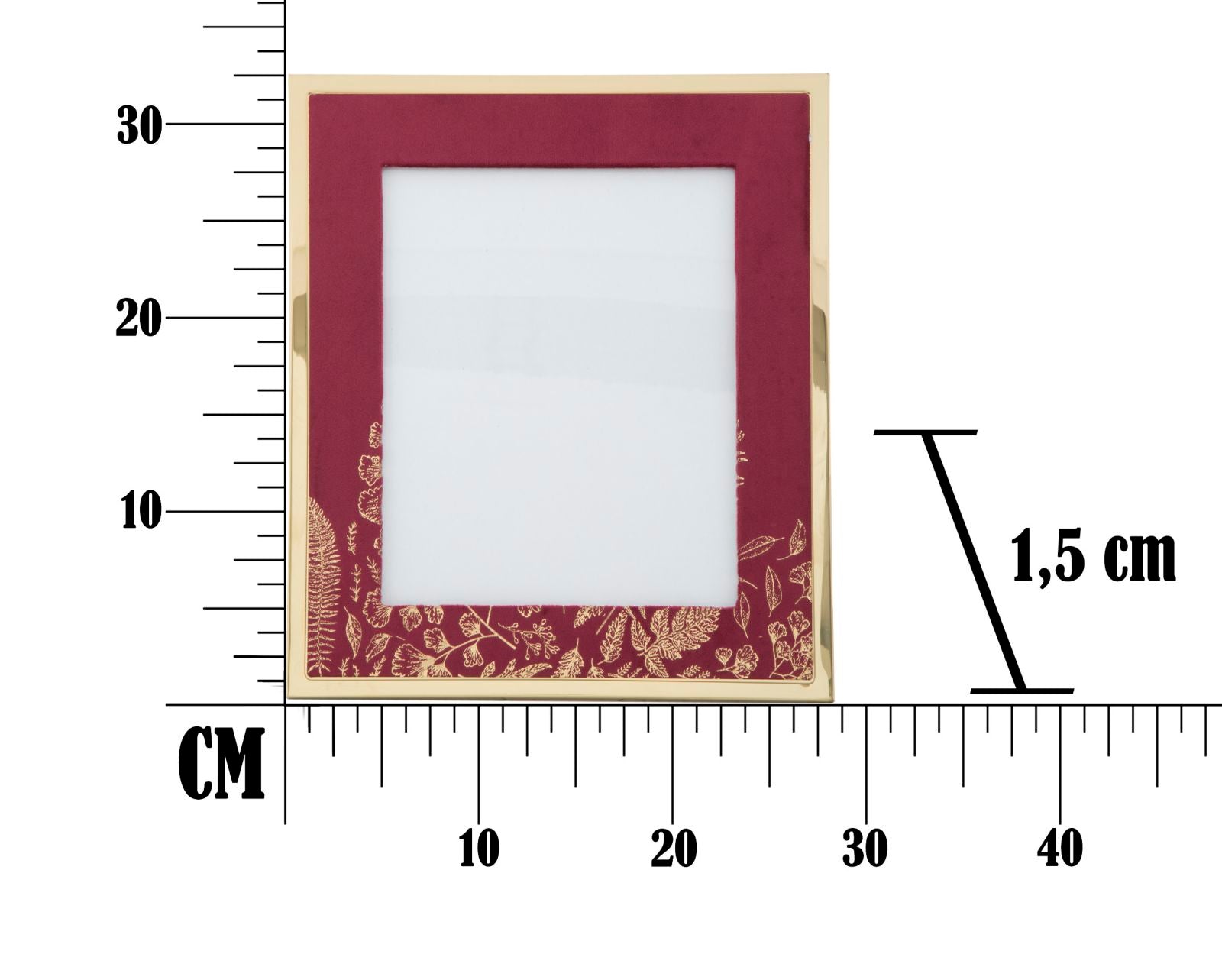 Cornice Glam 28x1,5x33,5cm in Ferro MDF e Vetro Bordeaux e Oro