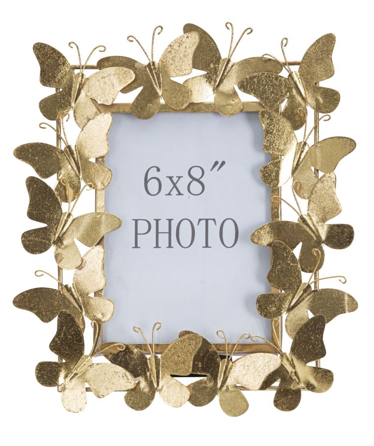 Cornice Butterfly Glam 28x11,5x30,5 cm in Ferro e Vetro Oro