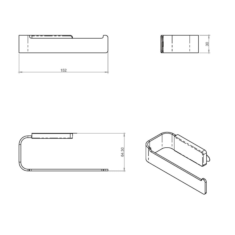 Porta rotolo a muro in acciaio cromato della collezione 'Line' by Cosmic - cm 15,2x6,4x3