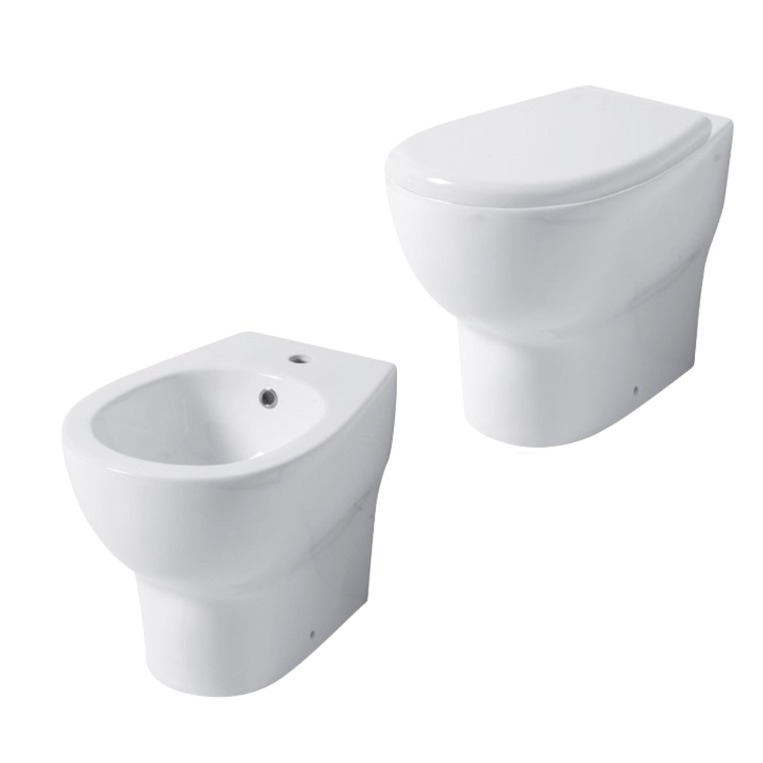 Santari filomuro serie Touch54 in ceramica bianca con coprivaso chiusura softclose- Disegno Ceramica