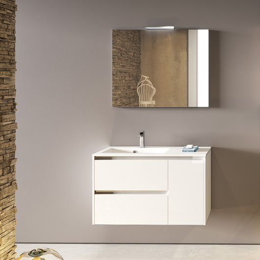 Mobile bagno sospeso FLIP 90 90x50 cm bianco lucido con imperfezioni