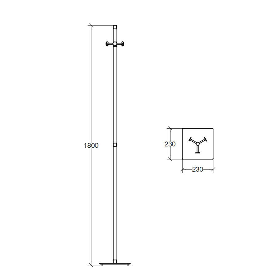 Piantana appendiabiti in ottone cromato con base quadrata Lineabeta collezione Ranpin