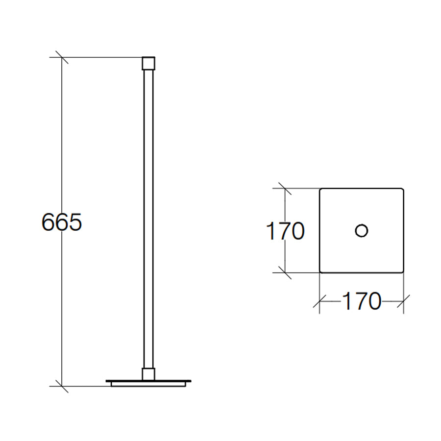 Piantana bassa attrezzabile in ottone cromato con base quadrata Lineabeta collezione Ranpin