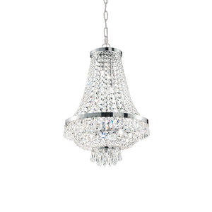 Lampadario Classico Caesar Metallo-Cristallo Cromo 9 Luci G9 3W 3000K Luce Calda