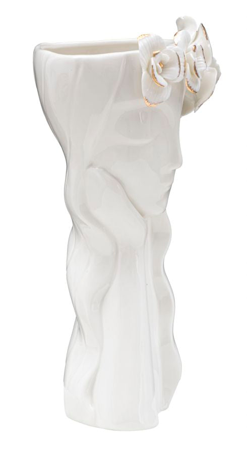 Vaso Woman Cute 14,8x13x29 cm Porcellana Bianco e Oro