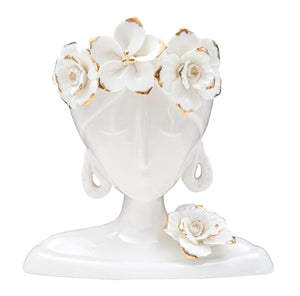 Vaso Woman Young 21,7x14x21 cm Porcellana Bianco e Oro