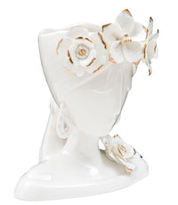 Vaso Woman Young 21,7x14x21 cm Porcellana Bianco e Oro