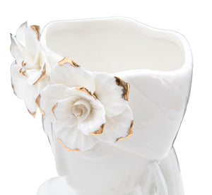 Vaso Woman Young 21,7x14x21 cm Porcellana Bianco e Oro