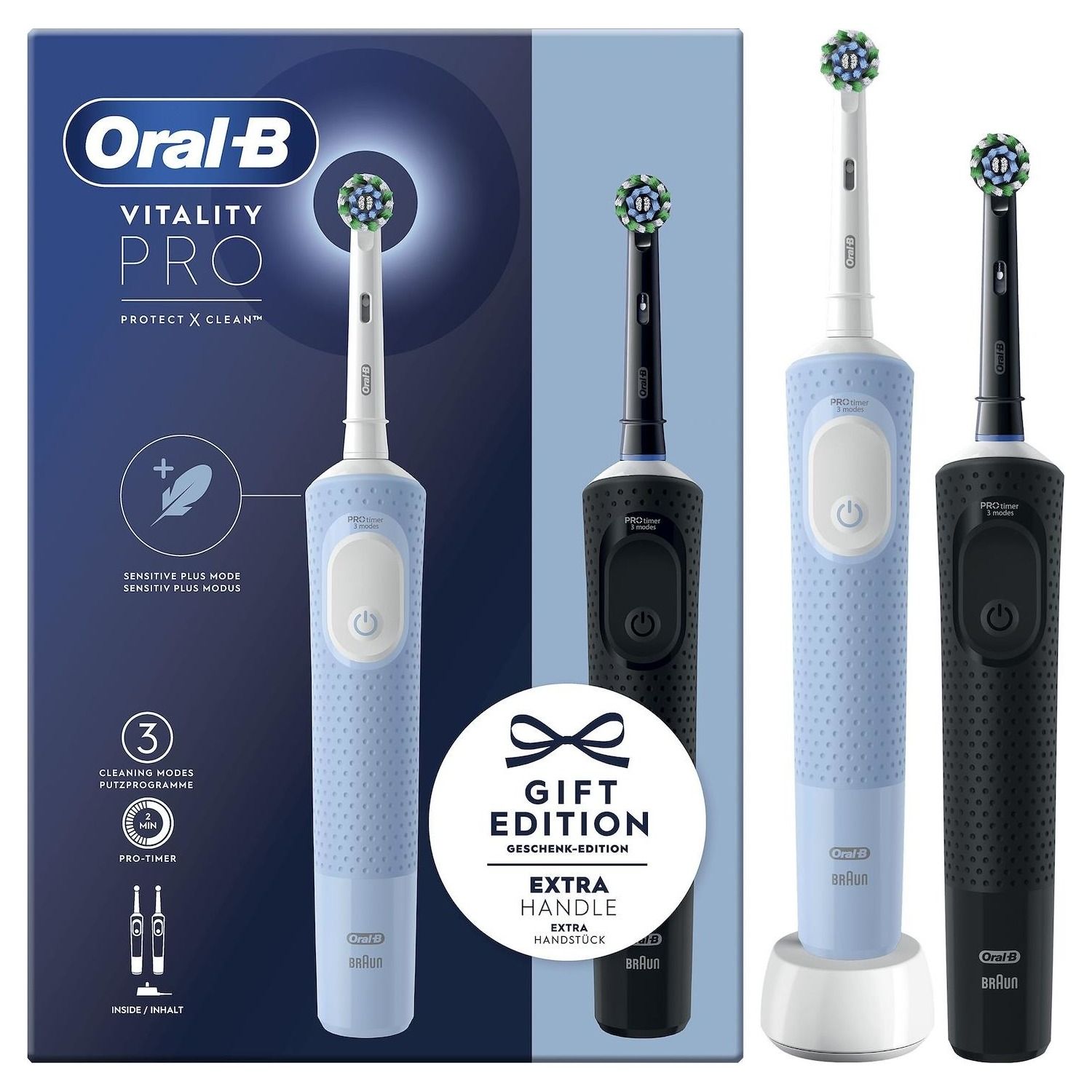 Spazzolino elettrico ricaricabile oral - b braun bipacco vitality pro duo - VITALPRO2