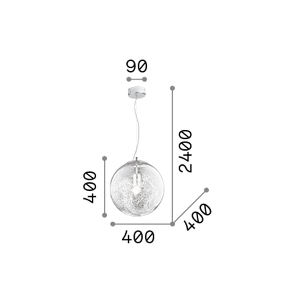 Sospensione Moderna Mapa Vetro Cromo 1 Luce E27 D40Cm