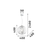 Sospensione Moderna Mapa Vetro Cromo 1 Luce E27 D40Cm