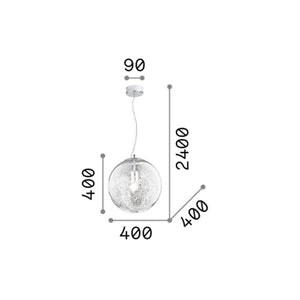 Sospensione Moderna Mapa Vetro Cromo 1 Luce E27 D40Cm