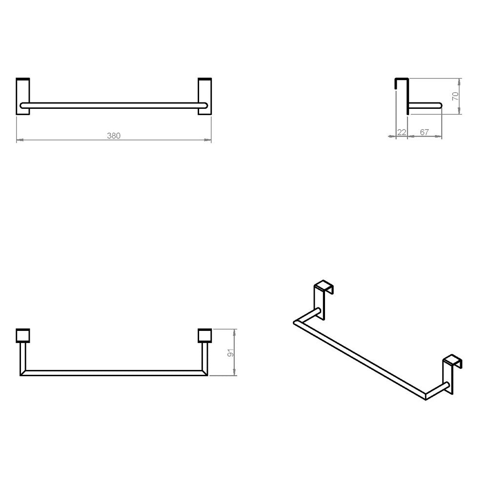 Porta asciugamani da appoggio in ottone verniciato della collezione 'Stick' by Cosmic - cm 38 - Bianco