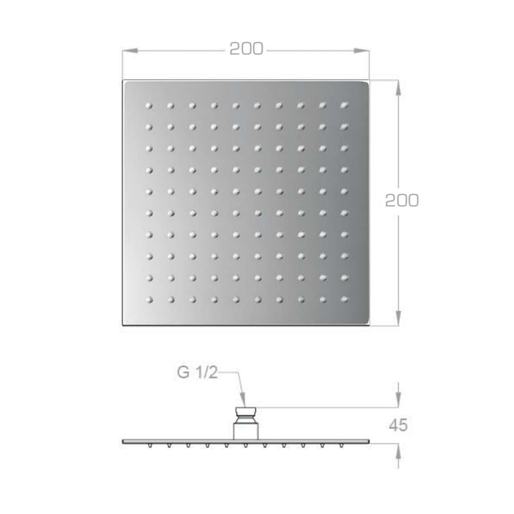 Composizione doccia ARES con soffione ultraslim 250x250 mm, doccetta e miscelatore 2 vie