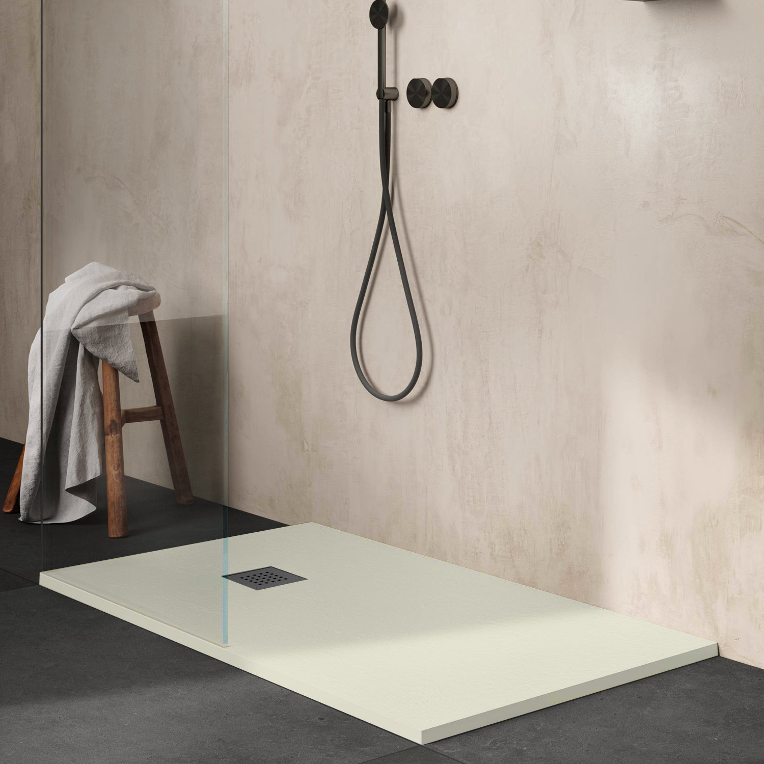 Piatto doccia in ceramica alta pressione effetto pietra naturale 100x70 colore Avorio Petra H3