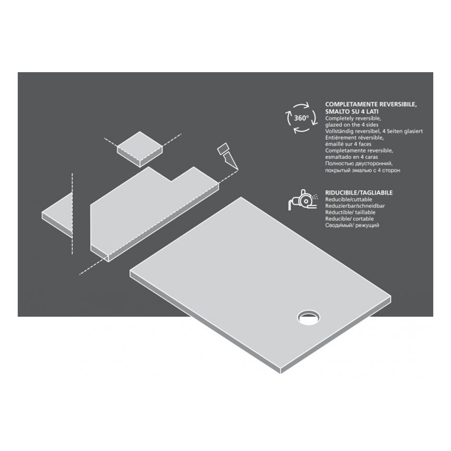 Piatto doccia in ceramica alta pressione effetto levigato 100x80 colore bianco Petra H3