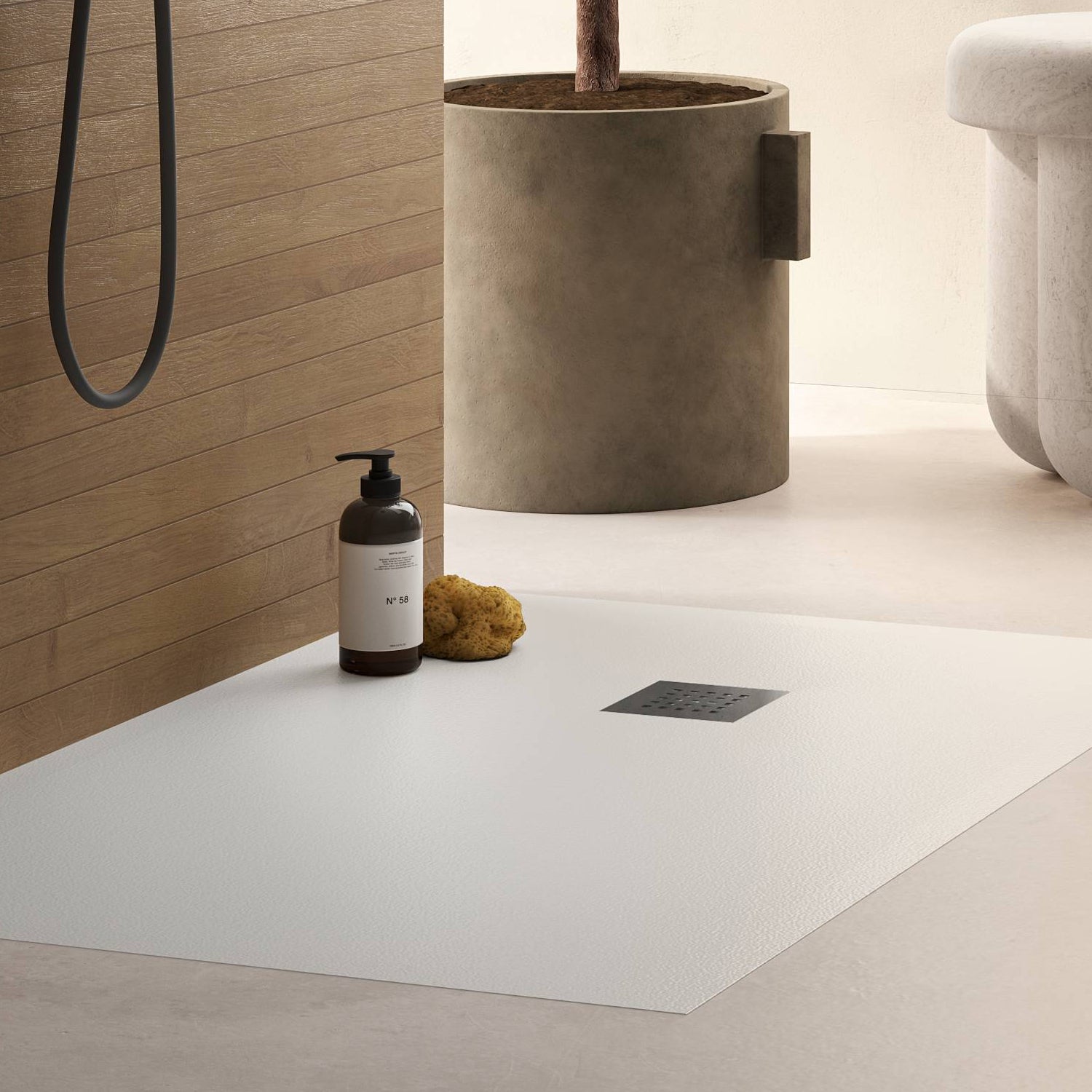 Piatto doccia in ceramica alta pressione effetto levigato 100x80 colore bianco Petra H3