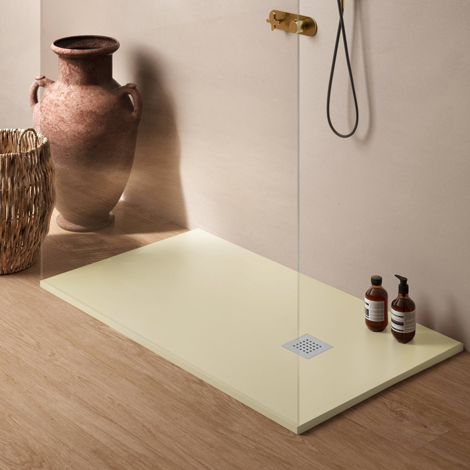 Piatto doccia in ceramica alta pressione effetto levigato 120x70 colore Avorio Petra H3