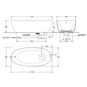 Vasca freestanding in Luxolid modello Ovo Tub. A pianta ovale, colore bianco