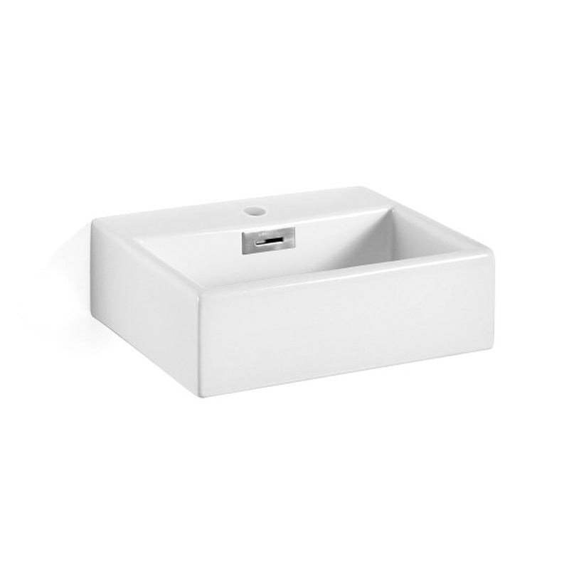 Lavabo da appoggio o muro in ceramica lucida con foro rubinetto e foro troppopieno senza piletta Lineabeta Quarelo cm 42x36