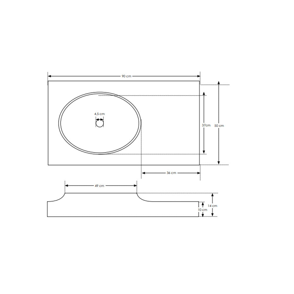 Lavandino da appoggio 'Atollo Basin' in Istone cm 90x50x10h by Cipi