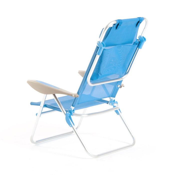 Sedia Sdraio con Braccioli Pieghevole 66x59x77 cm in Alluminio Malibù S Azzurro