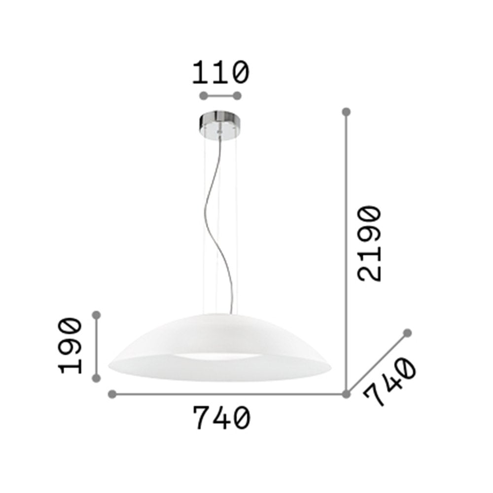 Sospensione Moderna Lena Vetro Bianco 3 Luci E27 D74Cm