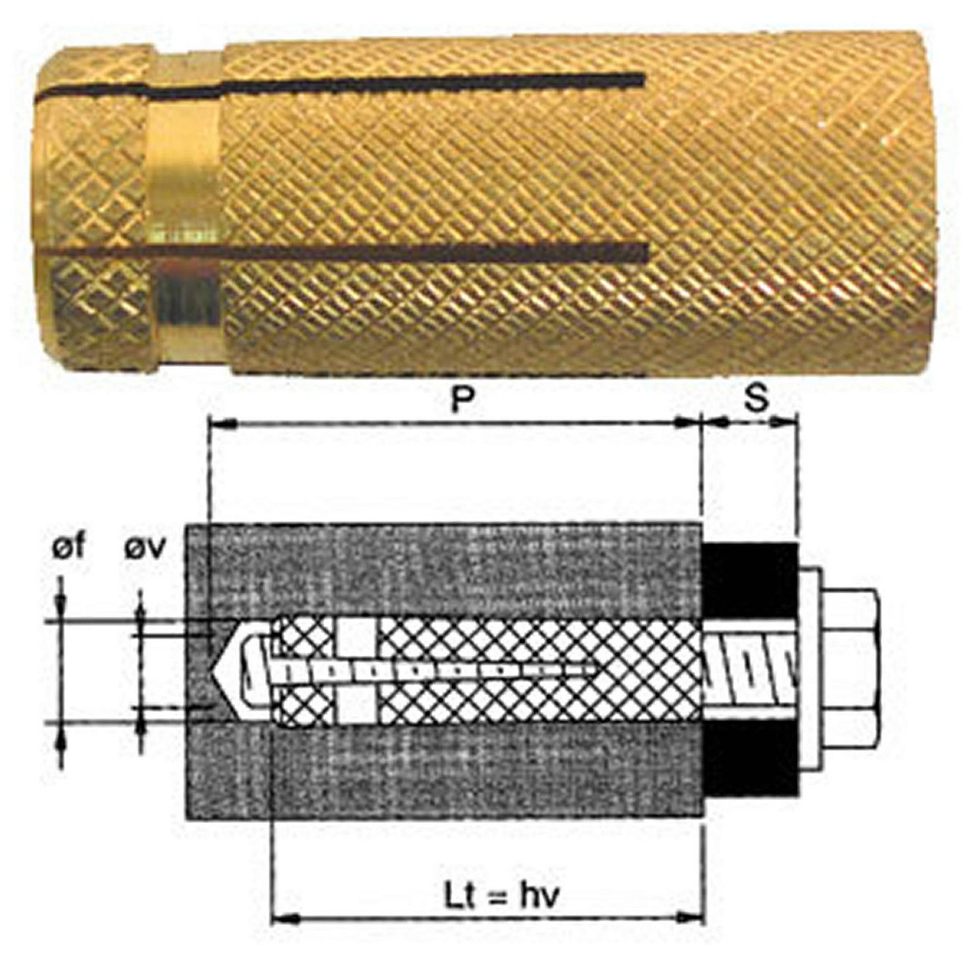 Tassello in ottone po m 5x22 fischer per viti a filettatura metrica 200 pezzi